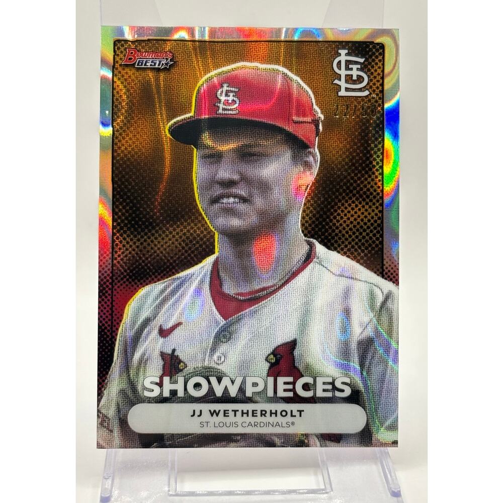 2025 Bowman Best JJ Wetherholt Showpieces Gold Lava Refractor 22/50 SP Cardinals
